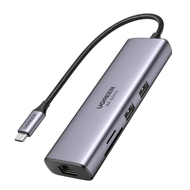 UGREEN CM512 7 -In -1 Docking Station- USB-C to 2USB3.0HDMI 30HZRJ45SD&TF100W PD port Converter Mascom International.webp